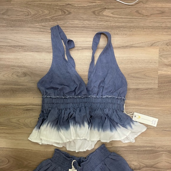 Ocean Drive Other - Blue and White Ruffle Halter And Shorts Set